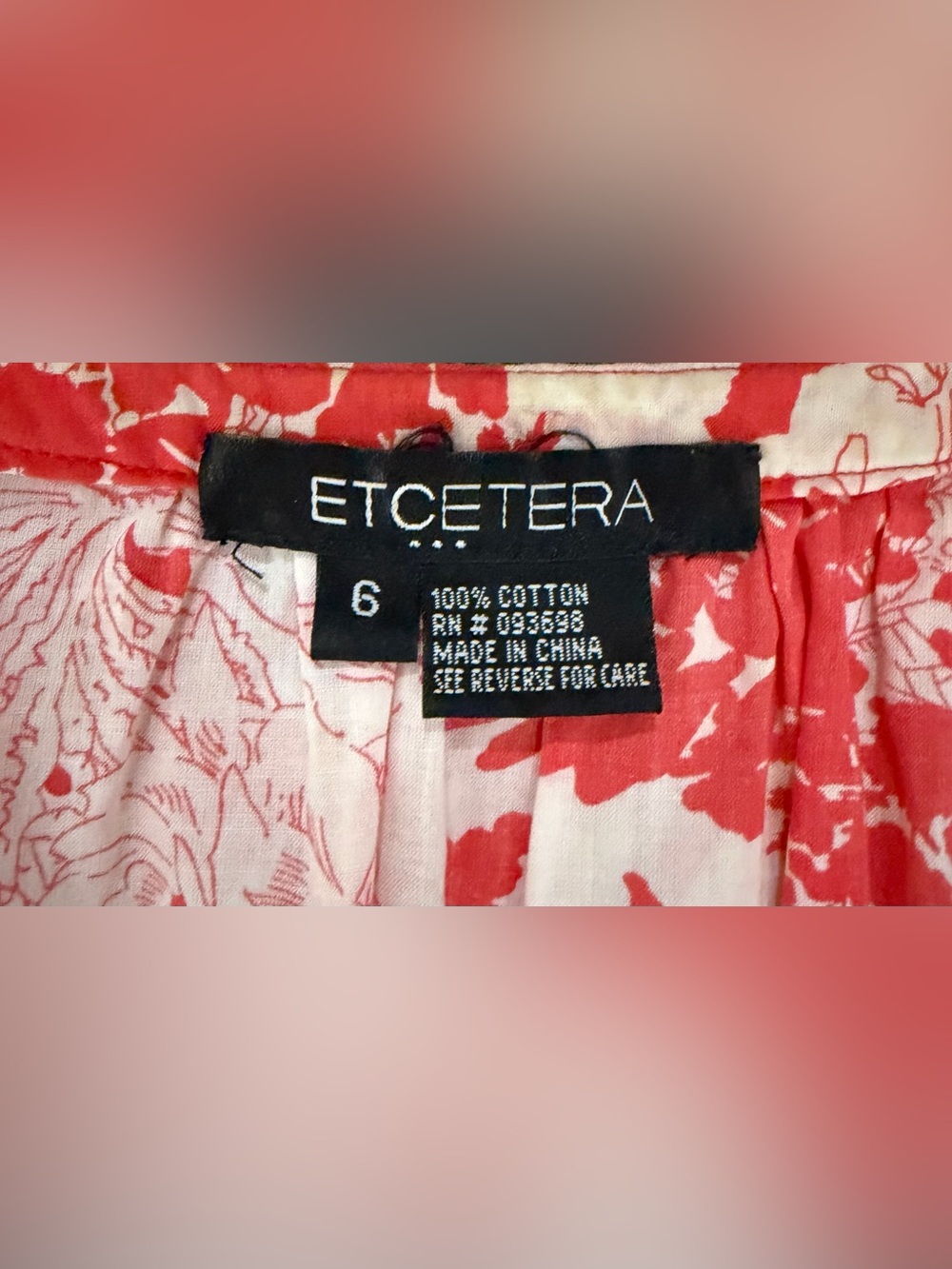 Etcetera Coral and White Floral Tie-Front Tunic - Picture 2 of 7